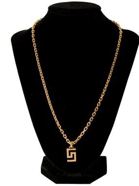 Versace Unisex Gold Color Metal Chain Necklace Pendant